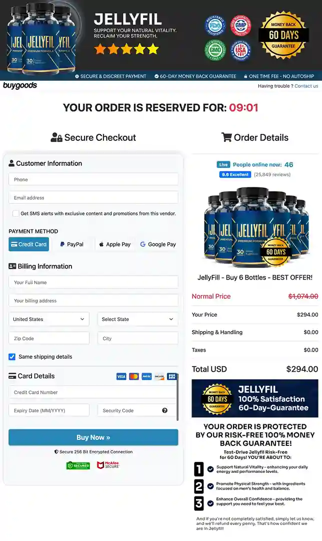 Jellyfill Secure Payment Checkout